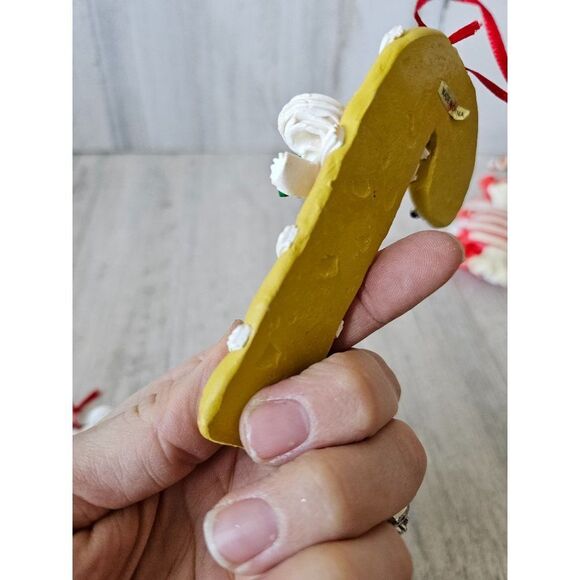 Vintage cookie candy cane heart present ornament lot clay set Xmas tree - Picture 6 of 13